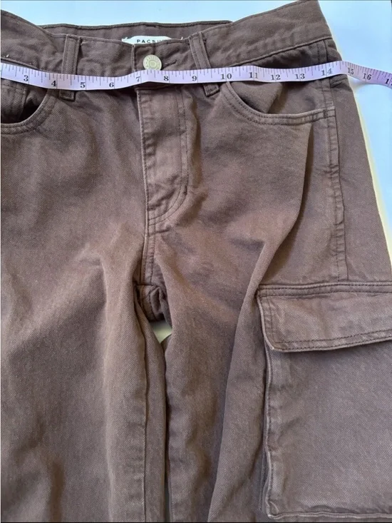 PacSun Brown Cargo Pants Women’s 23 Low Rise Baggy Wide Leg Y2K Streetwear - Picture 8 of 11